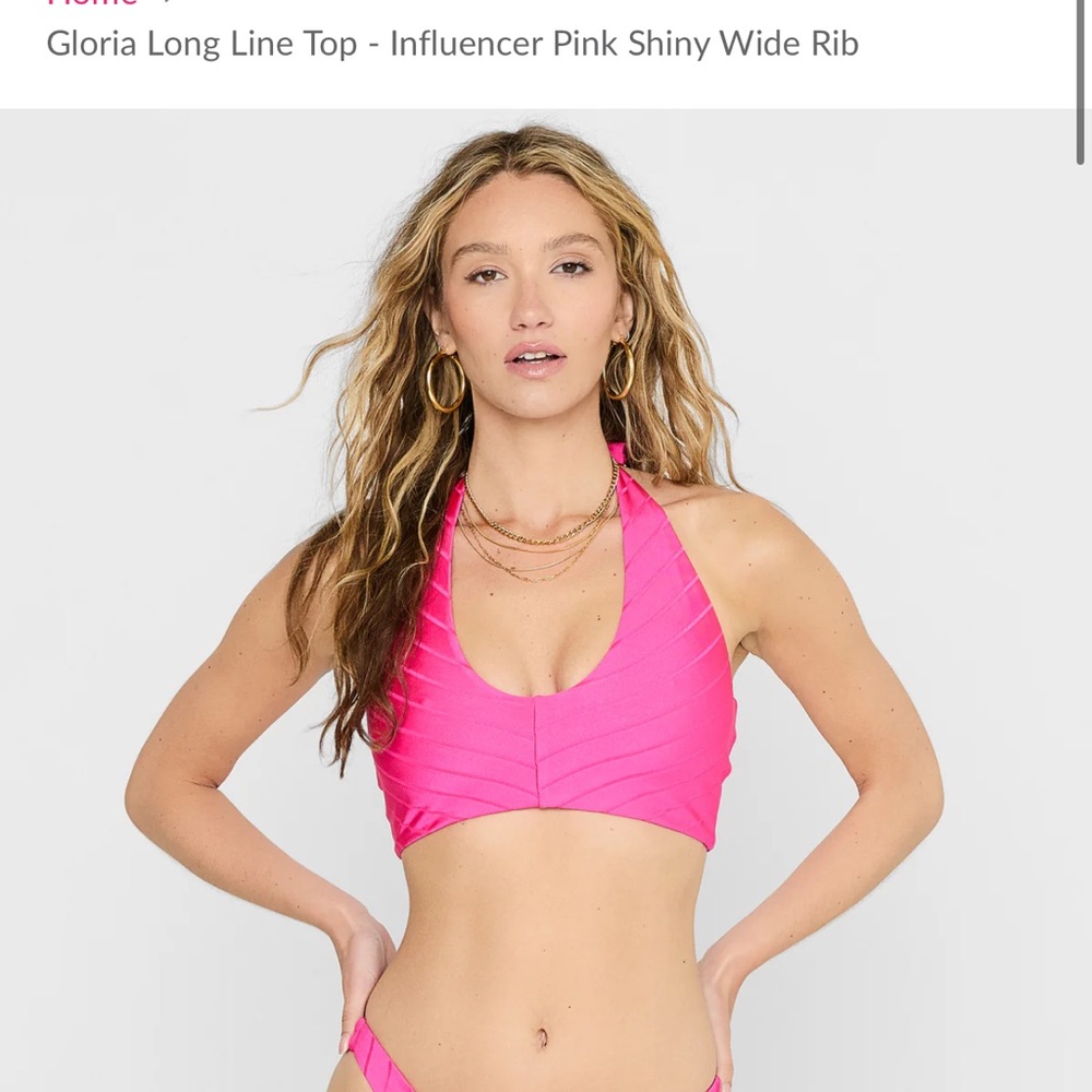 Pink Sporty Halter Bikini with Textured Finish